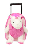 Popatu Kid's HotPink Stuffed Animal Unicorn Rolling Backpack with Removable Plush - Popatu