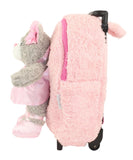 Popatu Kid's Pink Rolling Backpack with Grey Kitty Removable Plush - Popatu