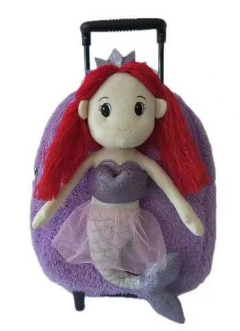 Popatu Mermaid Rolling Backpack with Removable Plush