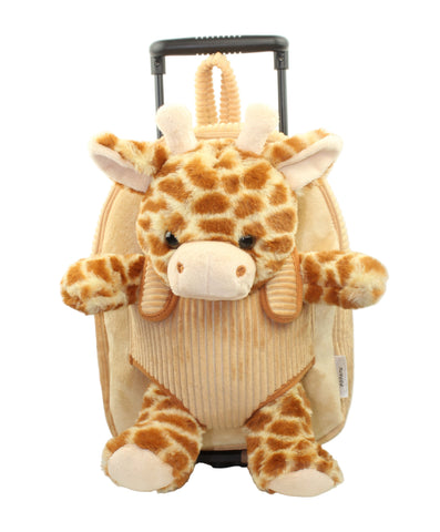 Kid's Giraffe Rolling Backpack with Removable Plush