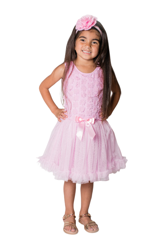 Little Girl's Pink Soutache Flowers Petti Tutu Dress