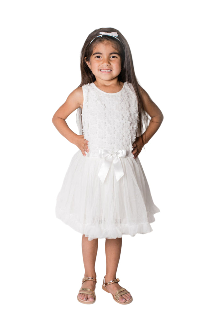 Little Girl's White Flower Girl Petti Tutu Dress