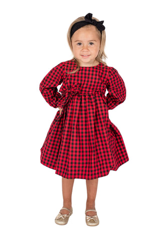 Popatu Baby Girls Plaid Dress with Side Bow