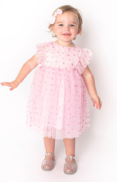 Popatu Lace Sequin Pink Glitter Puffy Tulle Dress 3-4 2024