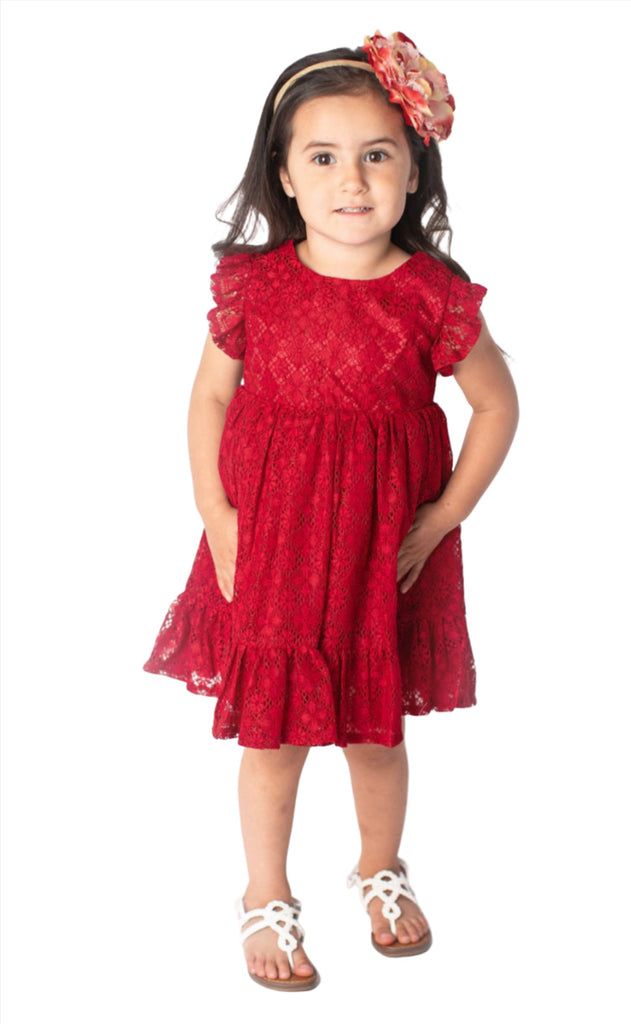 Baby Girls Burgundy Lace Dress