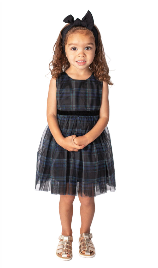Popatu Baby Girl's Plaid Tulle Overlay Dress