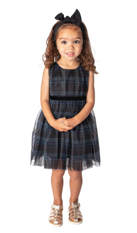 Baby Girl's & Little Girl's Plaid Tulle Overlay Dress
