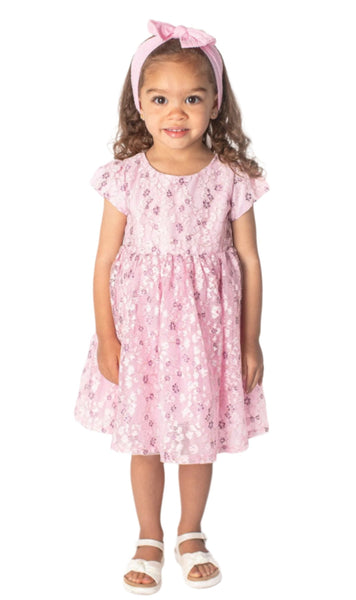 Little Girl s Pink Elegant Lace Dress Popatu