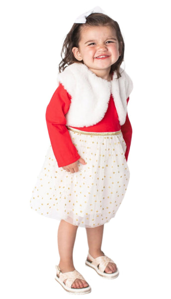 popatu red dress Baby Girl Red Floral Tiered Tulle Dress, 24M
