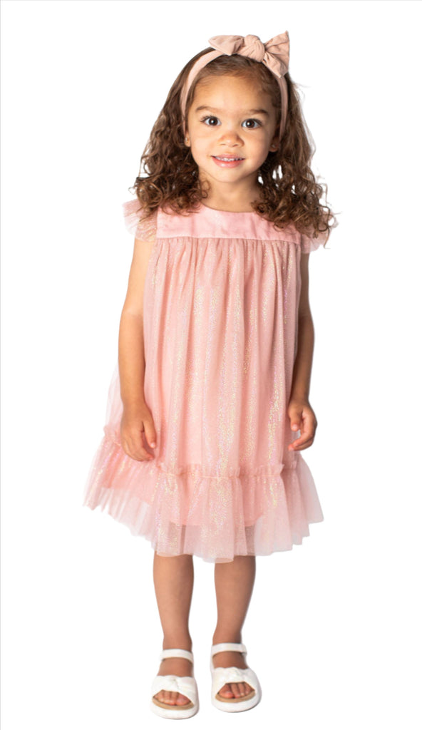 Baby Girl's Dusty Rose Shimmery Pinafore Dress