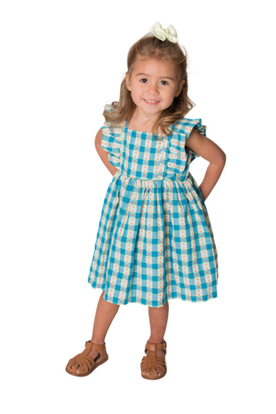 Baby Girl's Blue Plaid Pinafore Dress, 3-6M