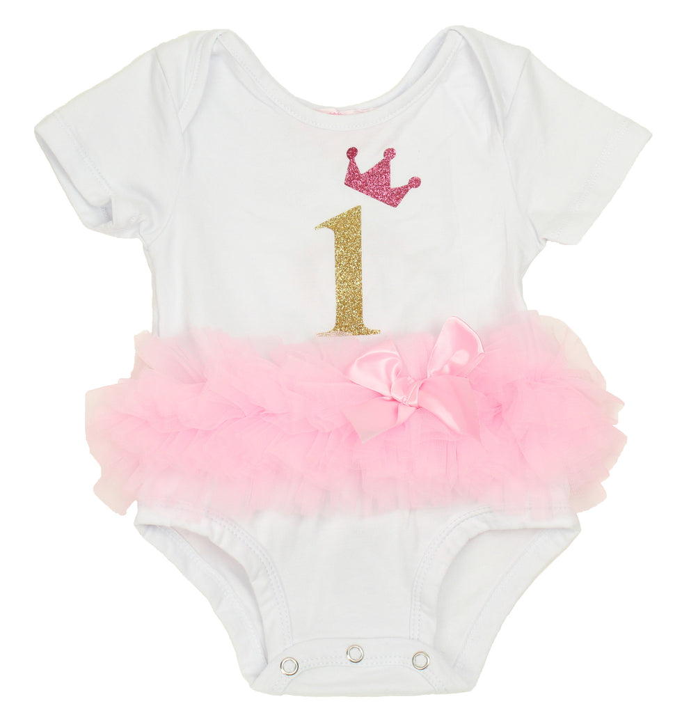 Popatu Baby Tutu Bodysuit White with Gold 1 - Popatu