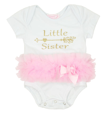 White "Little Sister" Ruffle Bodysuit - Popatu pageant and easter petti dress
