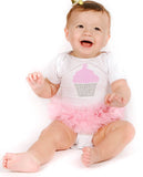 Pink/Silver Cupcake Ruffle Bodysuit - Popatu pageant and easter petti dress