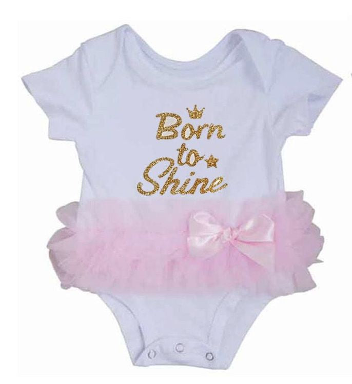 Baby Girl's "Born to Shine" Ruffle Bodysuit