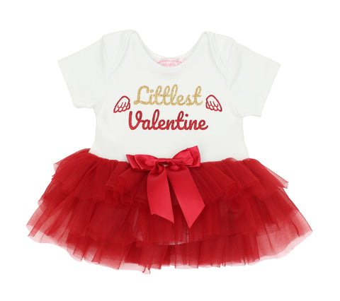 Baby Girl's "Littlest Valentine" Skirted Bodysuit