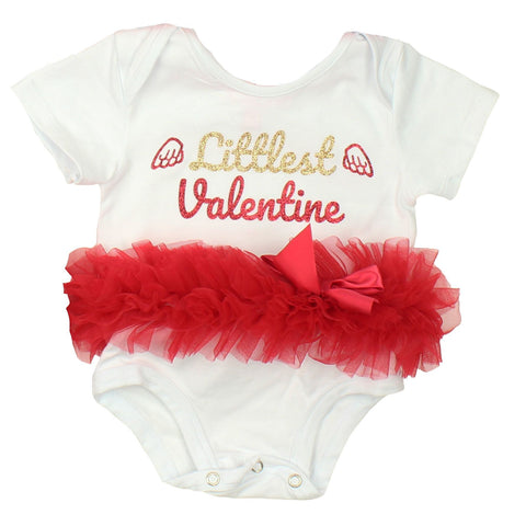Popatu Littlest Valentine  Red/White Ruffle Bodysuit