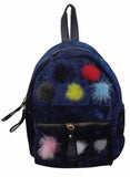 Popatu Navy Pom Poms Mini Backpack - Popatu pageant and easter petti dress