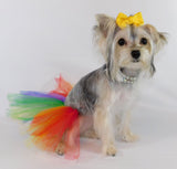Pawpatu Handcrafted Rainbow Tulle Tutu with Adjustable Ribbon for Pets