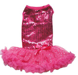 Pawpatu  Hot Pink Sequin Ruffle Petti Dress for Pets