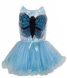 Pawpatu Blue Butterfly Sequins Pet Costume Dress
