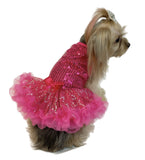 Pawpatu  Hot Pink Sequin Ruffle Petti Dress for Pets