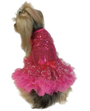 Pawpatu  Hot Pink Sequin Ruffle Petti Dress for Pets