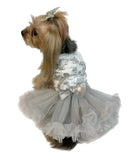 Pawpatu Reversible Sequin Silver Ruffle Petti Dress for Pets