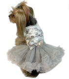 Pawpatu Reversible Sequin Silver Ruffle Petti Dress for Pets