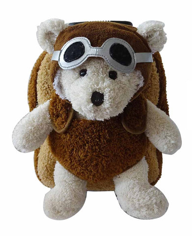 Aviator Bear Rolling Backpack with Removable Plush - Popatu