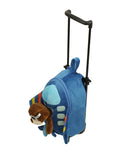 Popatu Kid's Blue Airplane Trolley Backpack With Removable Plush Brown Monkey