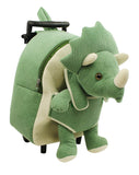 Kid's Green Triceratops Rolling Backpack with Removable Plush
