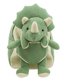 Kid's Green Triceratops Rolling Backpack with Removable Plush