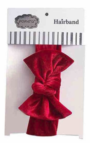 Popatu Baby Girls Red Velvet Bow Knot Headband