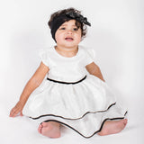 Popatu Little Girl's White Two-Tier Dress - Popatu pageant and easter petti dress