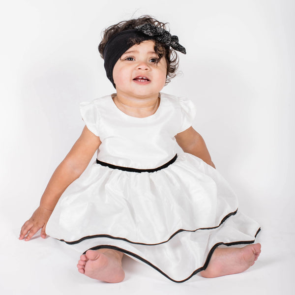 toddler black and white dress Little Girl's White/Black (SIZE: 2, 3, 5 & 8) freemove 80% polyester/20% cotton diaper Vince, Strapless satin maxi Cup:Reg (A-F)