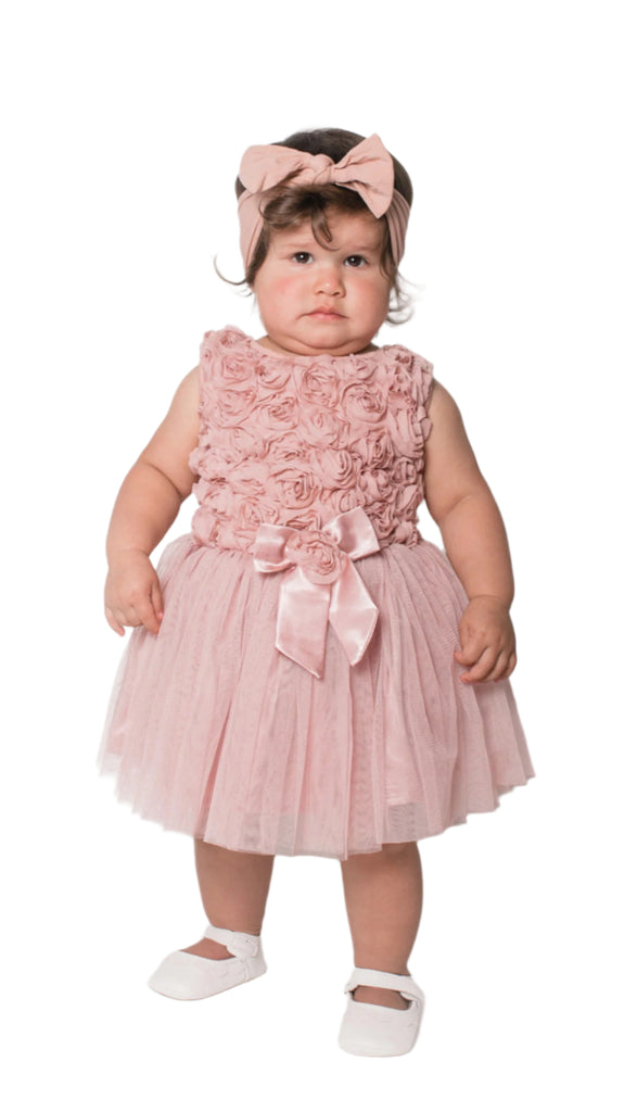 Popatu Baby Girls Dusty Pink Rossette Dress - Popatu