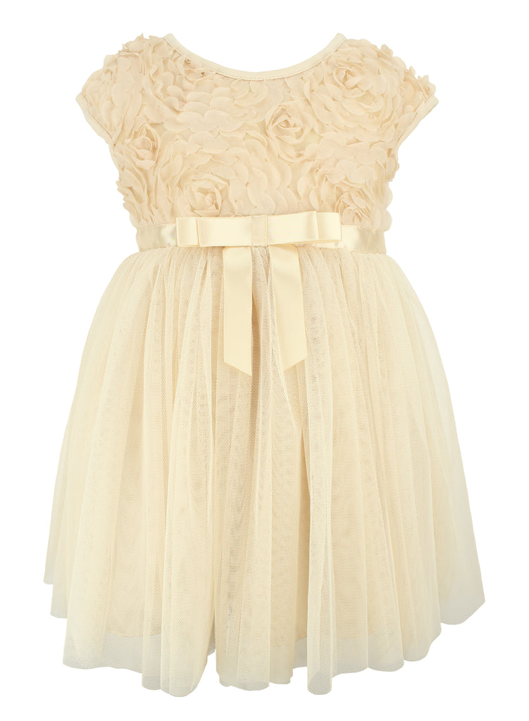 Popatu Rosette Ivory Tulle Dress - Popatu pageant and easter petti dress