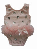 Popatu Silver Heart Peach Bodysuit - Popatu pageant and easter petti dress