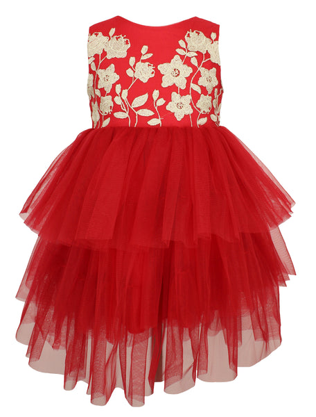 Baby Girl Red Floral Tiered Tulle Dress, 24M Baby Girl Red Floral Tiered Tulle Dress, 24M