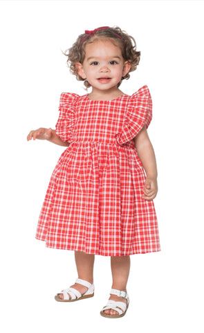 Popatu Baby & Little Girl's Red Plaid Pinafore Dress