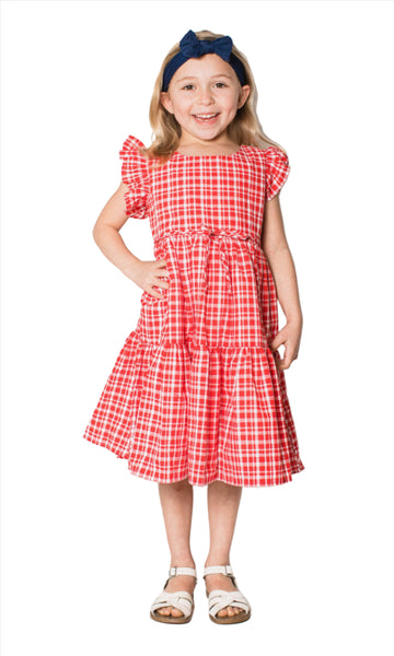 cuteheads Little Girl's Polka Dot and Plaid Pinafore Dress