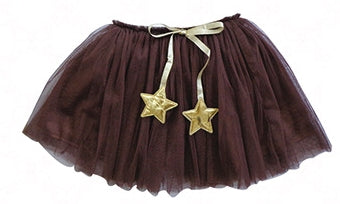 Little Girls Brown Tulle Skirt With Gold Stars Popatu Little Girls Brown Tulle Skirt With Gold Stars Popatu