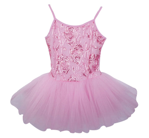 Popatu Little Girl's Roses and Sequins Ballet Dance Dress