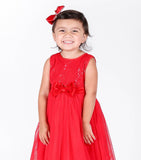 Popatu Little Girls Sequins Big Bow Tulle Dress