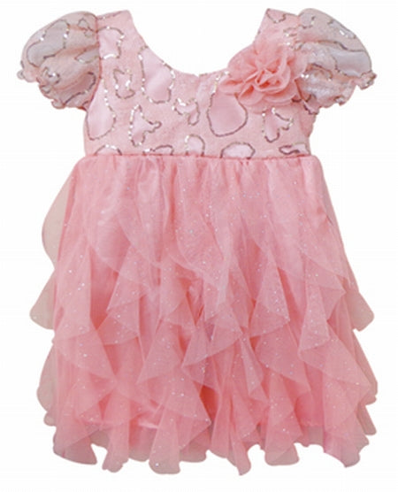 Little Girls Peach Sequins Dress (Sizes: 2T, 4T & 6)