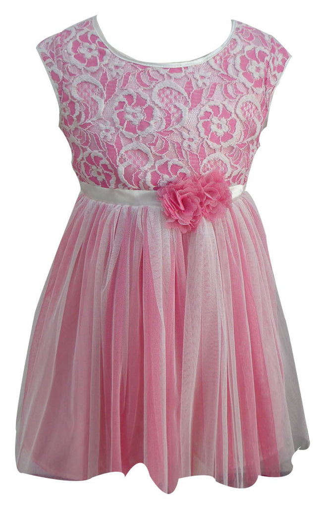 Little Girls Pink Tulle Dress- (Sizes 4, 5, 6, 6X)