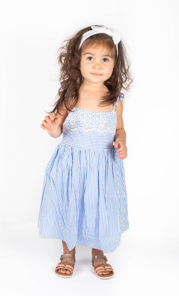 Little Girl's Blue Stripe Dress