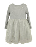 Popatu Baby Girls Grey Dress with Faux Fur Vest