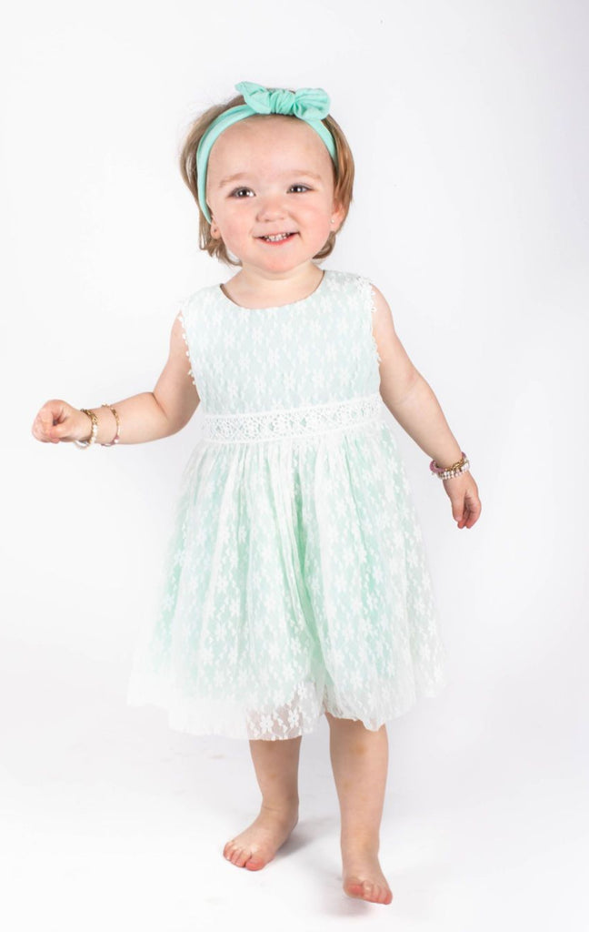 Little Girls Mint Lace Dress (Sizes 6, 7, & 8 only)